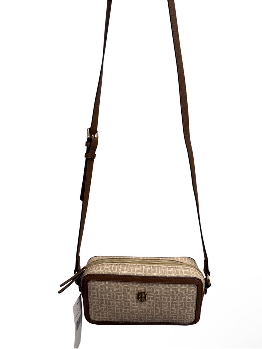 Tommy Hilfiger Beige and Brown Logo Crossbody Bag